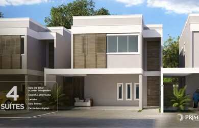 Imagem: A casa em condomínio possui 4 Dormitórios, 5 Banheiros, 2