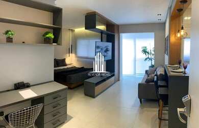 Imagem: O apartamento possui 1 Dormitório, 1 Banheiro, 1 Vaga na garagem