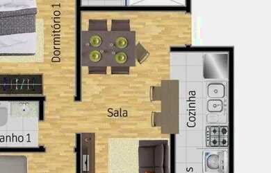 Imagem: O apartamento possui 2 Dormitórios, 2 Banheiros, 63m² de Área