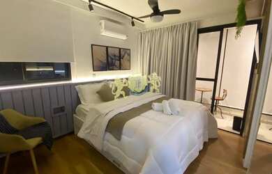 Imagem: O apartamento possui 1 Dormitório, 1 Banheiro, 1 Vaga na garagem