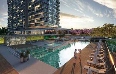 Imagem: O apartamento possui 1 Dormitório, 1 Banheiro, 1 Vaga na garagem