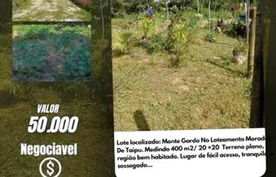 Imagem: O terreno possui 400m² de Área e está localizado em Mata