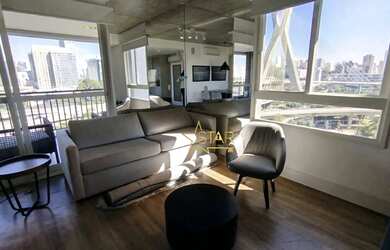 Imagem: O apartamento possui 1 Dormitório, 2 Banheiros, 1 Vaga na garagem