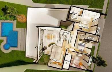 Imagem: A casa em condomínio possui 3 Dormitórios, 5 Banheiros, 5