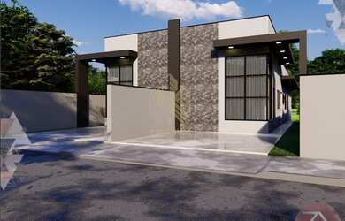 Imagem: A casa possui 3 Dormitórios, 1 Banheiro, 2 Vagas na garagem