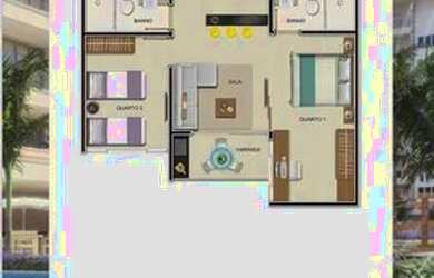 Imagem: O apartamento possui 2 Dormitórios, 2 Banheiros, 1 Vaga na