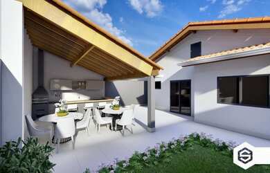 Imagem: A casa possui 3 Dormitórios, 2 Banheiros, 2 Vagas na garagem