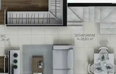 Imagem: O apartamento na cobertura possui 3 Dormitórios, 2 Banheiros