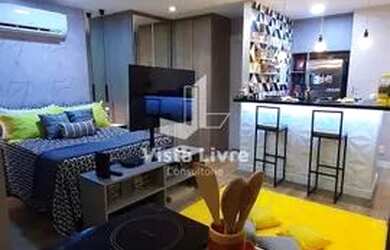 Imagem: O studio possui 1 Dormitório, 1 Banheiro, 1 Vaga na garagem