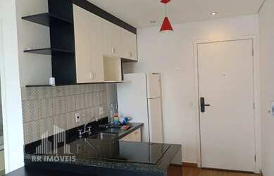 Imagem: O apartamento possui 1 Dormitório, 1 Banheiro, 1 Vaga na garagem