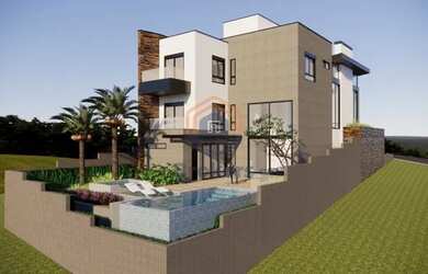 Imagem: A casa em condomínio possui 4 Dormitórios, 5 Banheiros, 3