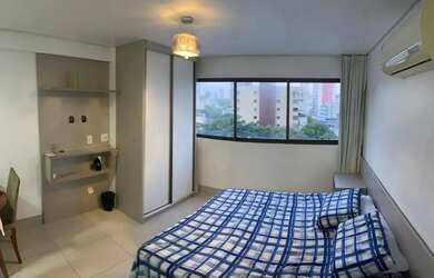 Imagem: O apartamento possui 1 Dormitório, 1 Banheiro, 1 Vaga na garagem