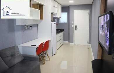 Imagem: O apartamento possui 1 Dormitório, 1 Banheiro, 2 Vagas na garagem