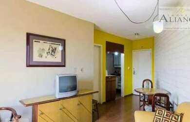 Imagem: O apartamento possui 1 Dormitório, 1 Banheiro, 1 Vaga na garagem