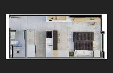 Imagem: O studio possui 1 Dormitório, 1 Banheiro, 1 Vaga na garagem