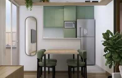 Imagem: O apartamento possui 2 Dormitórios, 1 Banheiro, 1 Vaga na garagem