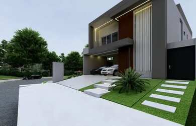 Imagem: A casa em condomínio possui 4 Dormitórios, 5 Banheiros, 3