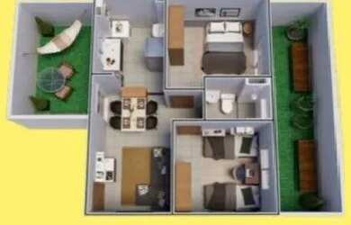 Imagem: O apartamento possui 2 Dormitórios, 1 Banheiro e 1 Vaga na