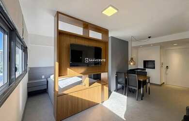 Imagem: O apartamento possui 1 Dormitório, 1 Banheiro, 1 Vaga na garagem