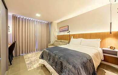 Imagem: O studio possui 1 Dormitório, 1 Banheiro, 24m² de Área e