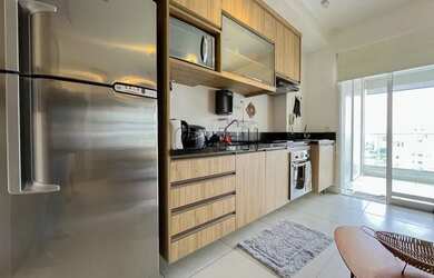 Imagem: O apartamento possui 1 Dormitório, 1 Banheiro, 1 Vaga na garagem