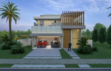 Imagem: A casa possui 4 Dormitórios, 5 Banheiros, 3 Vagas na garagem