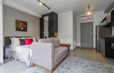 Imagem: O apartamento possui 1 Dormitório, 1 Banheiro, 32m² de Área