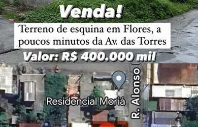 Imagem: O terreno possui 375m² de Área e está localizado em Flores