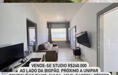 Imagem: O apartamento possui 1 Dormitório, 1 Banheiro, 1 Vaga na garagem