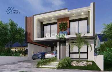 Imagem: A casa possui 3 Dormitórios, 3 Banheiros, 4 Vagas na garagem