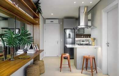 Imagem: O apartamento possui 1 Dormitório, 1 Banheiro, 1 Vaga na garagem