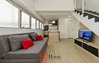 Imagem: O apartamento possui 1 Dormitório, 2 Banheiros, 1 Vaga na garagem