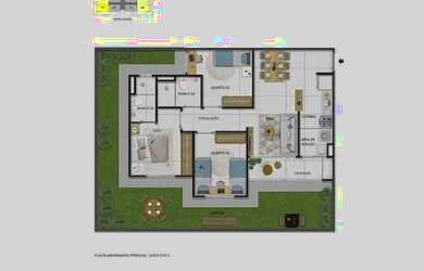 Imagem: O apartamento possui 2 Dormitórios, 1 Banheiro, 1 Vaga na garagem