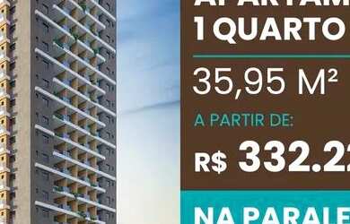 Imagem: O apartamento possui 1 Dormitório, 1 Banheiro, 1 Vaga na garagem