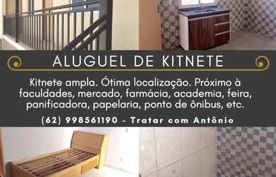 Imagem: A kitnet possui 1 Dormitório, 1 Banheiro, 1 Vaga na garagem