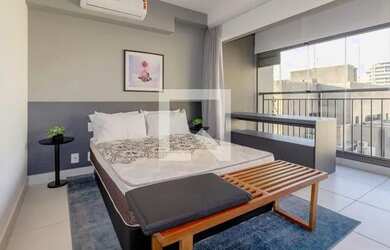 Imagem: O studio possui 1 Dormitório, 1 Banheiro, 24m² de Área e