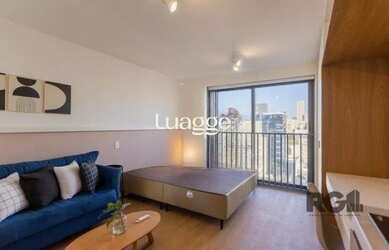 Imagem: O studio possui 1 Dormitório, 1 Banheiro, 24m² de Área e