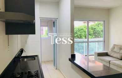 Imagem: O apartamento possui 1 Dormitório, 1 Banheiro, 1 Vaga na garagem