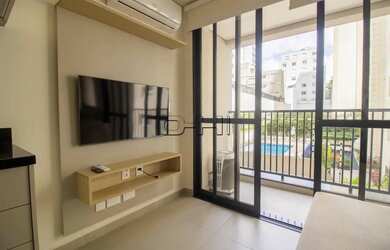 Imagem: O apartamento possui 1 Dormitório, 1 Banheiro, 1 Vaga na garagem