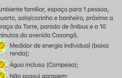 Imagem: A kitnet possui 1 Dormitório, 1 Banheiro e está localizado