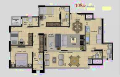 Imagem: O apartamento possui 3 Dormitórios, 4 Banheiros, 2 Vagas na