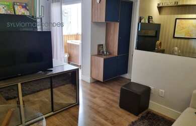 Imagem: O apartamento possui 1 Dormitório, 1 Banheiro, 1 Vaga na garagem