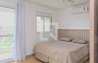 Imagem: O apartamento possui 1 Dormitório, 1 Banheiro, 1 Vaga na garagem