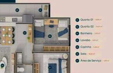 Imagem: O apartamento possui 2 Dormitórios, 1 Banheiro, 1 Vaga na garagem