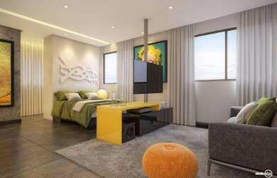 Imagem: O apartamento possui 1 Dormitório, 1 Banheiro, 1 Vaga na garagem