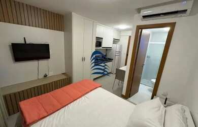 Imagem: O apartamento possui 1 Dormitório, 1 Banheiro, 1 Vaga na garagem