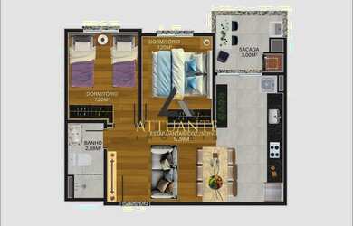 Imagem 13: Izy Residencial. Churrasqueira, Área de serviço, 47m² de Áreae1 Vaga...