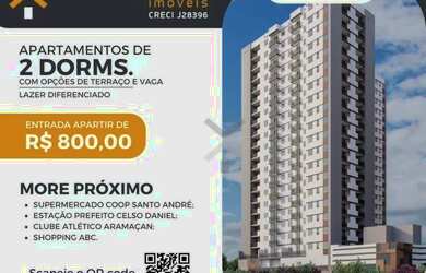 Imagem: O apartamento possui 2 Dormitórios, 1 Banheiro, 1 Vaga na garagem