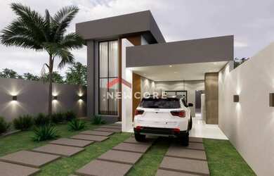 Imagem: A casa possui 3 Dormitórios, 2 Banheiros, 2 Vagas na garagem