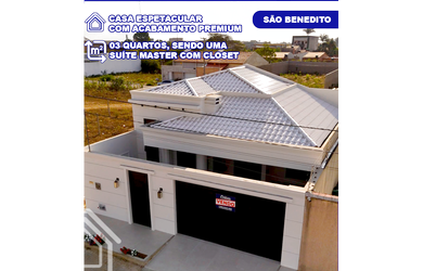 Imagem: A casa possui 3 Dormitórios, 1 Suíte, 1 Banheiro e está